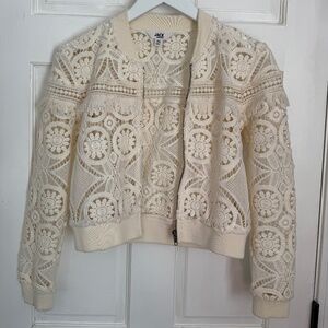 Jack by BB Dakota Lace Bomber Jacket in Cream